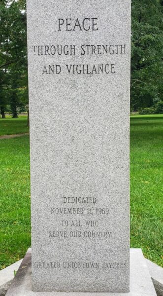 PEACE THROUGH STRENGTH AND VIGILANCE MEMORIAL CENTER STONE