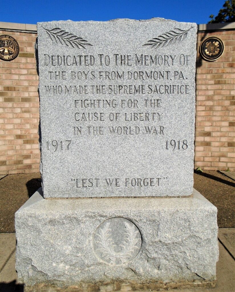 DORMONT, PA. WORLD WAR SUPREME SACRIFICE MEMORIAL