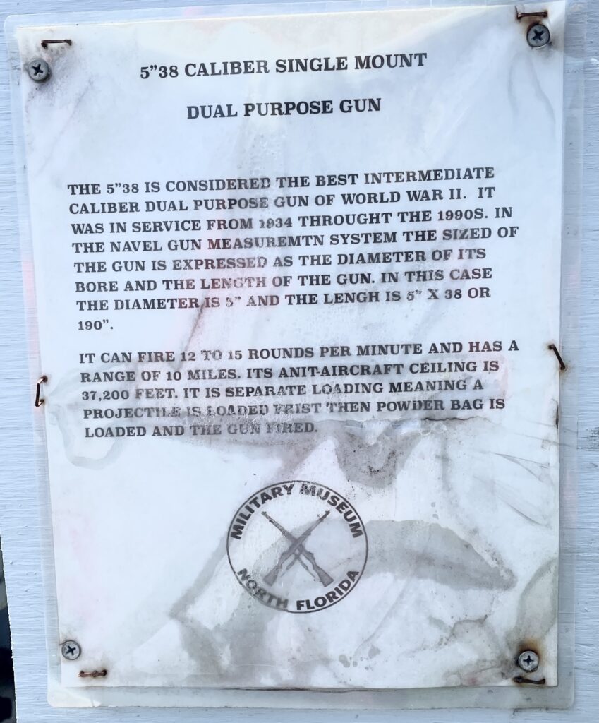 5″ 38 CALIBER SINGLE MOUNT DUAL PURPOSE GUN MEMORIAL PLAQUE