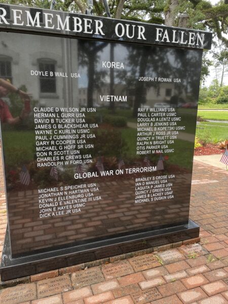 CLAY COUNTY REMEMBER OUR FALLEN WAR MEMORIAL BACK