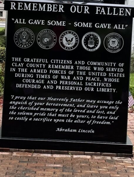 CLAY COUNTY REMEMBER OUR FALLEN WAR MEMORIAL FRONT