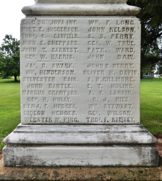 YELLOW SPRING TOWNSHIP CIVIL WAR MEMORIAL SIDE B