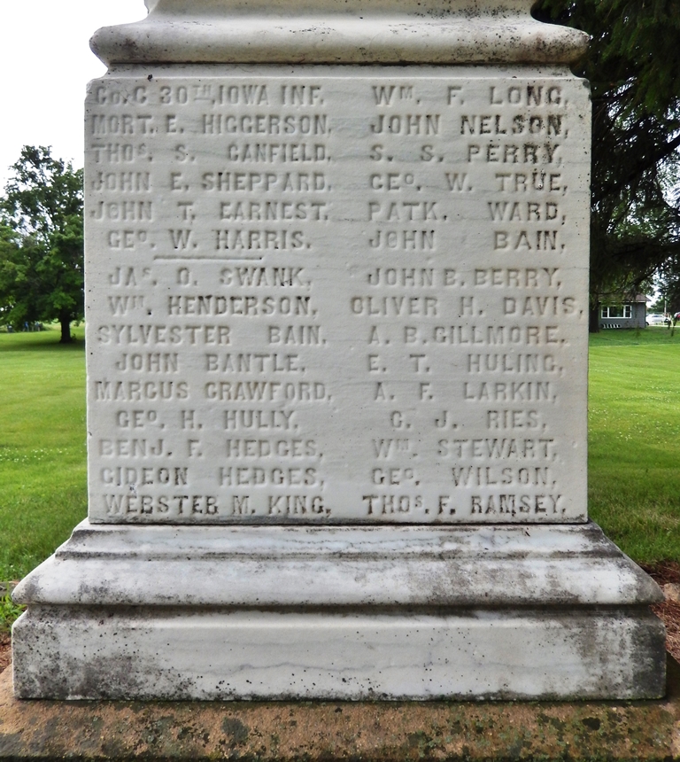 YELLOW SPRING TOWNSHIP CIVIL WAR MEMORIAL SIDE B