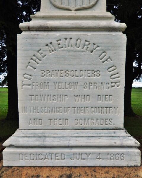 YELLOW SPRING TOWNSHIP CIVIL WAR MEMORIAL SIDE A