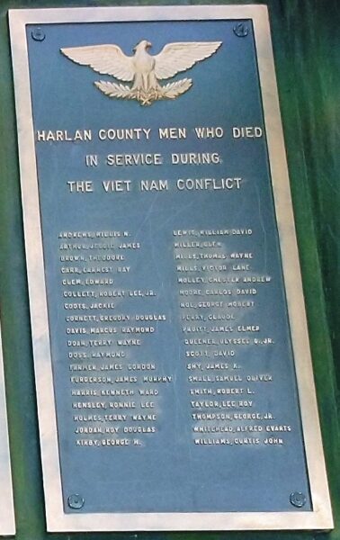 HARLAN COUNTY WAR MEMORIAL PLAQUE D