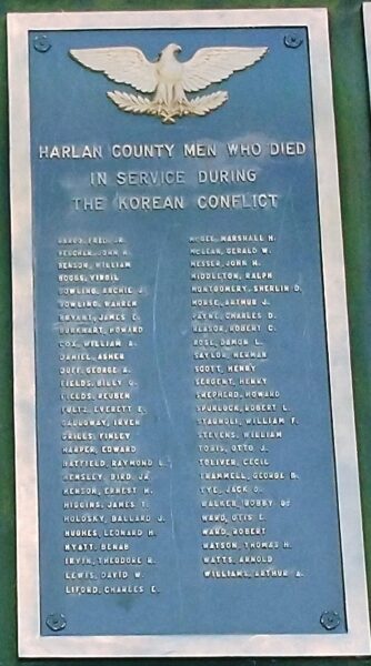 HARLAN COUNTY WAR MEMORIAL PLAQUE C