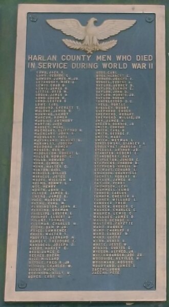 HARLAN COUNTY WAR MEMORIAL PLAQUE B