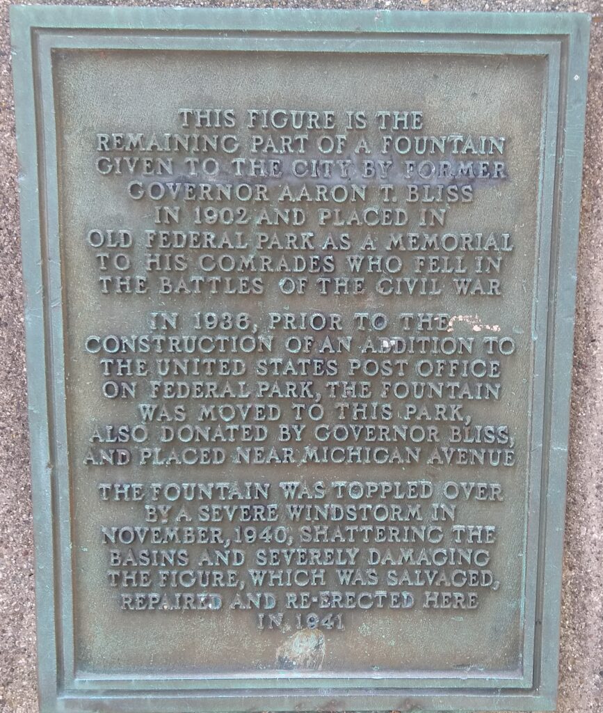 FEDERAL PARK SOLDIERS FOUNTAIN FIGURE MEMORIAL PLAQUE