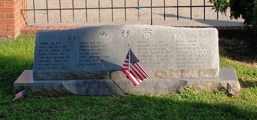 HANCOCK COUNTY SUPREME SACRIFICE WORLD WARS MEMORIAL