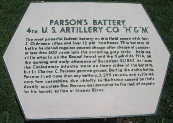 PARSON’S BATTERY 4TH U.S. ARTILLERY CO. “H” & “M” WAR MEMORIAL PLAQUE