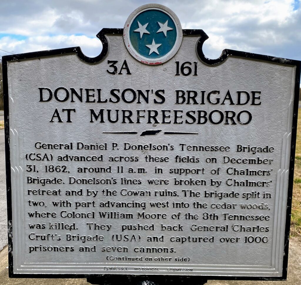 DONELSON’S BRIGADE AT MURFREESBORO MEMORIAL MARKER FRONT