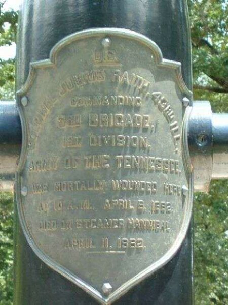 COLONEL JULIUS RAITH WAR MEMORIAL PLAQUE