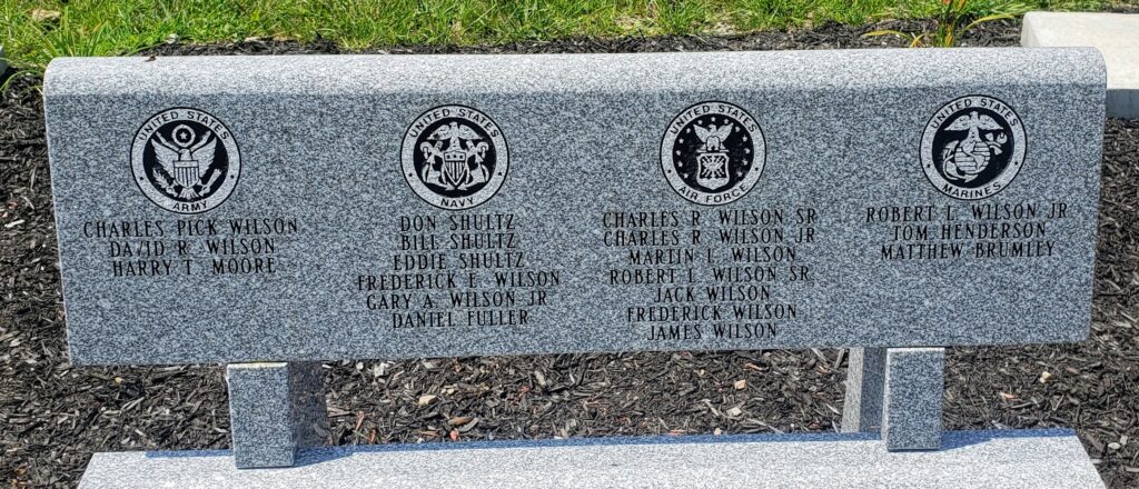 VETERANS HONOR ROLL MEMORIAL BENCH CLOSE-UP