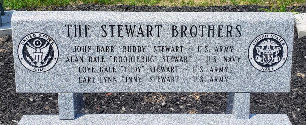 THE STEWART BROTHERS WAR MEMORIAL BENCH CLOSE-UP