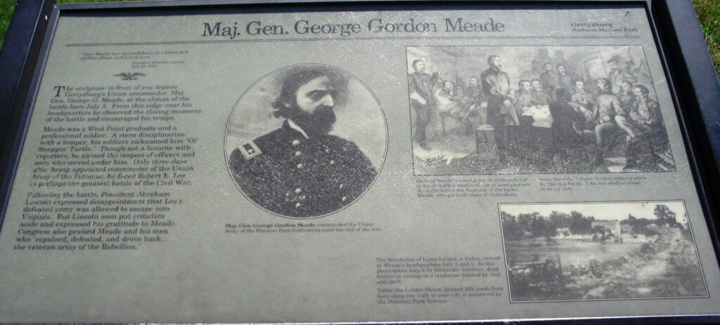 MAJ. GEN. GEORGE GORDON MEADE WAR MEMORIAL PLAQUE