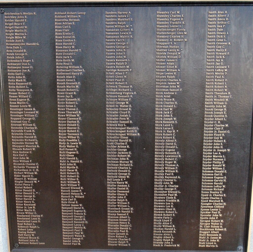 UNION COUNTY WORLD WAR II HONOR ROLL MEMORIAL PLAQUE E