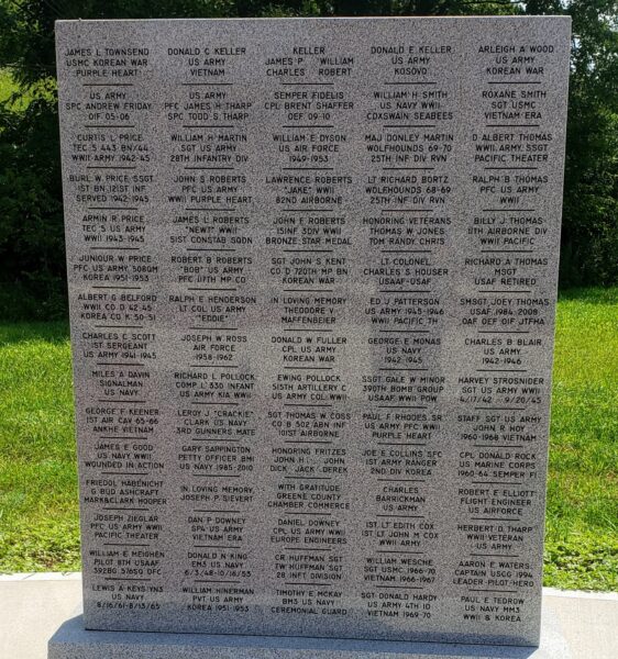 GREEN COUNTY SALUTE TO VETERANS MEMORIAL STONE E