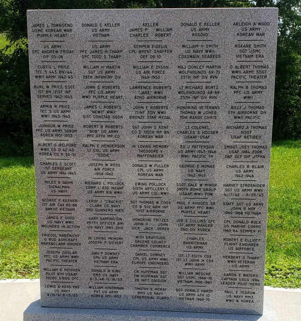 GREEN COUNTY SALUTE TO VETERANS MEMORIAL STONE E