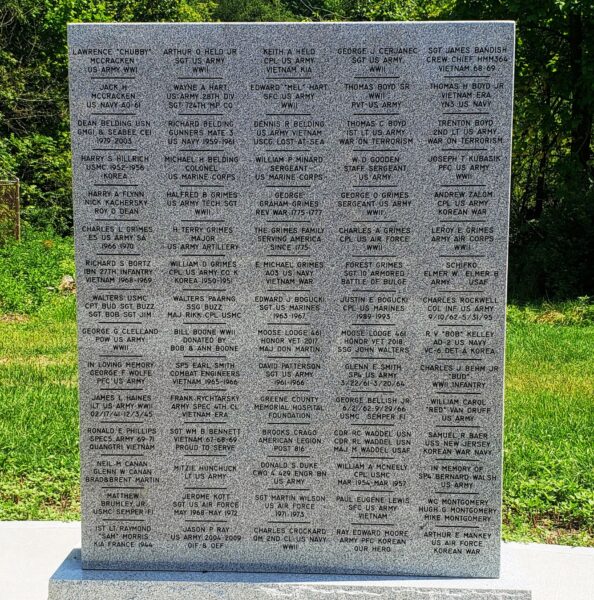 GREEN COUNTY SALUTE TO VETERANS MEMORIAL STONE C