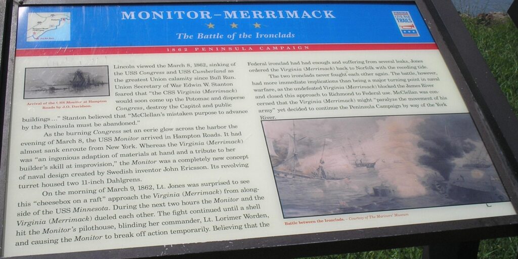 MONITOR-MERRIMACK THE BATTLE OF THE IRONCLADS MEMORIAL PANEL
