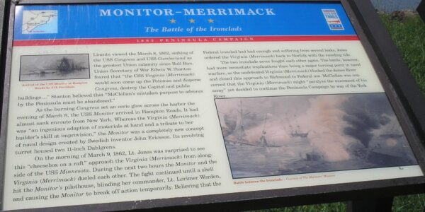 MONITOR-MERRIMACK THE BATTLE OF THE IRONCLADS MEMORIAL PANEL