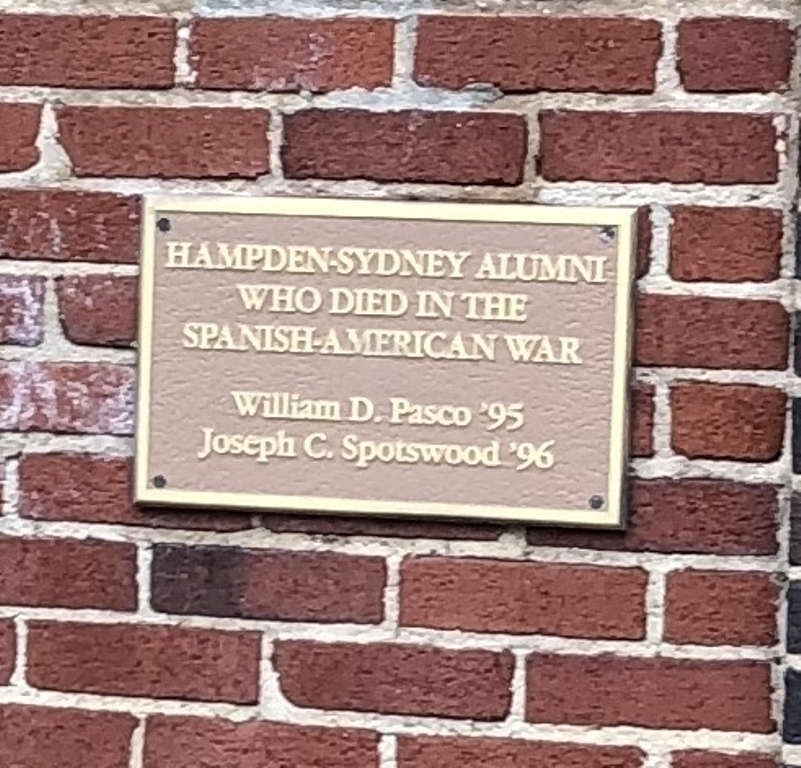 HAMPDEN-SYDNEY ALUMNI, WHO DIED IN THE SPANISH-AMERICAN WAR MEMORIAL PLAQUE