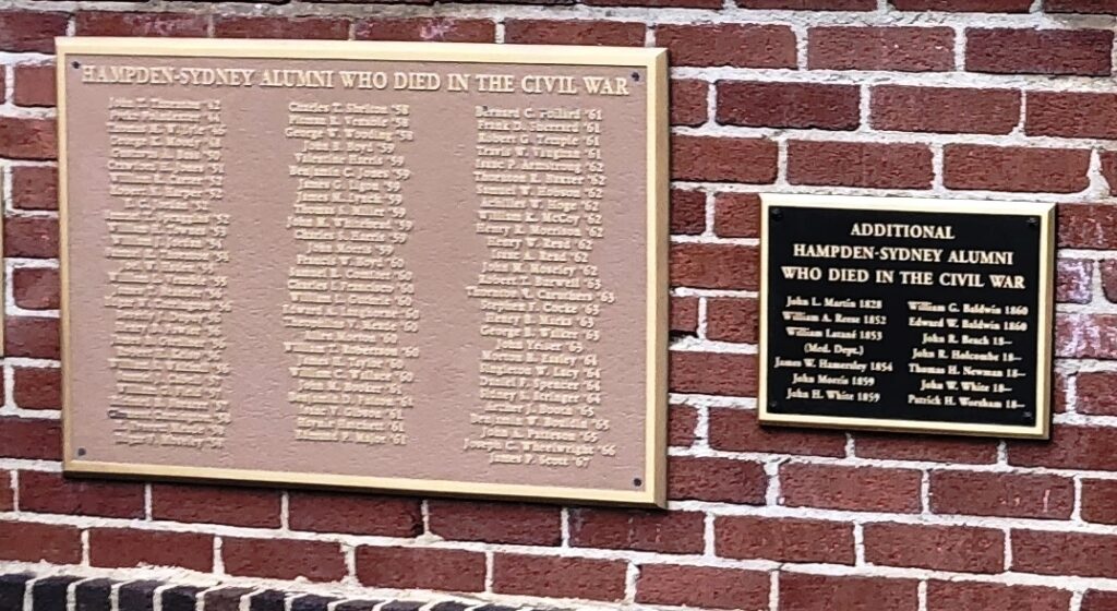 HAMPDEN-SYDNEY ALUMNI WHO DIED IN THE CIVIL WAR MEMORIAL PLAQUES