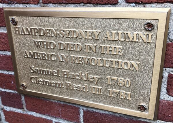 HAMPKDEN-SYDNEY ALUMNI WHO DIED IN THE AMERICAN REVOLUTION MEMORIAL PLAQUE