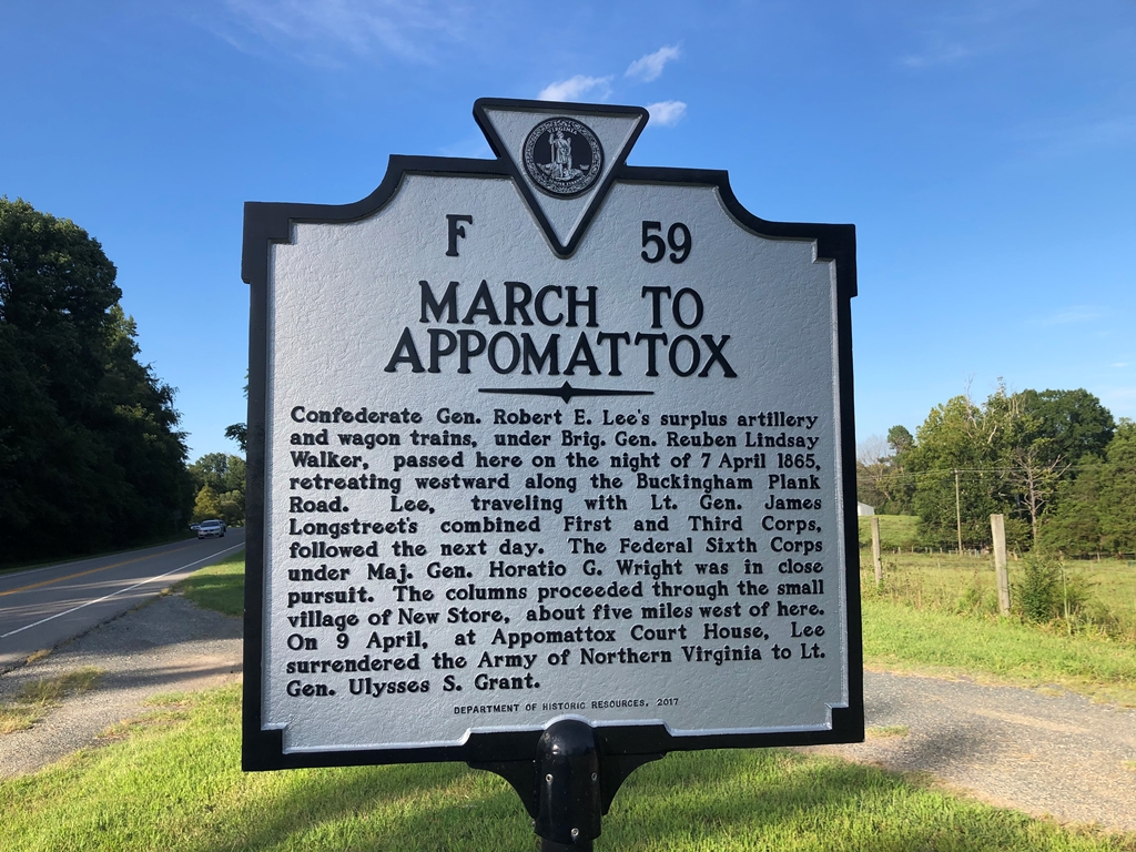 MARCH TO APPOMATOX WAR MEMORIAL MARKER F59