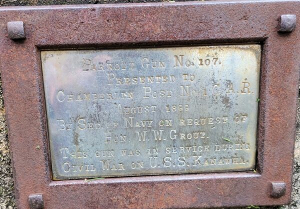 PARROT GUN NO. 107 WAR MEMORIAL PLAQUE