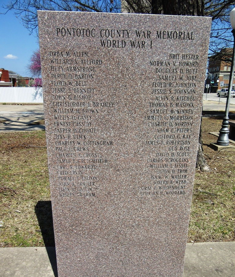 PONTOTOC COUNTY WAR MEMORIAL STONE A
