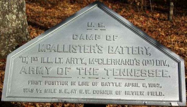 CAMP OF MCALLISTER’S BATTERY MEMORIAL PLAQUE