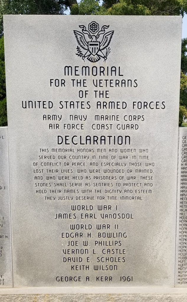 MEMORIAL FOR THE VETERANS OF THE UNITED STATES ARMED FORCES CENTER STONE