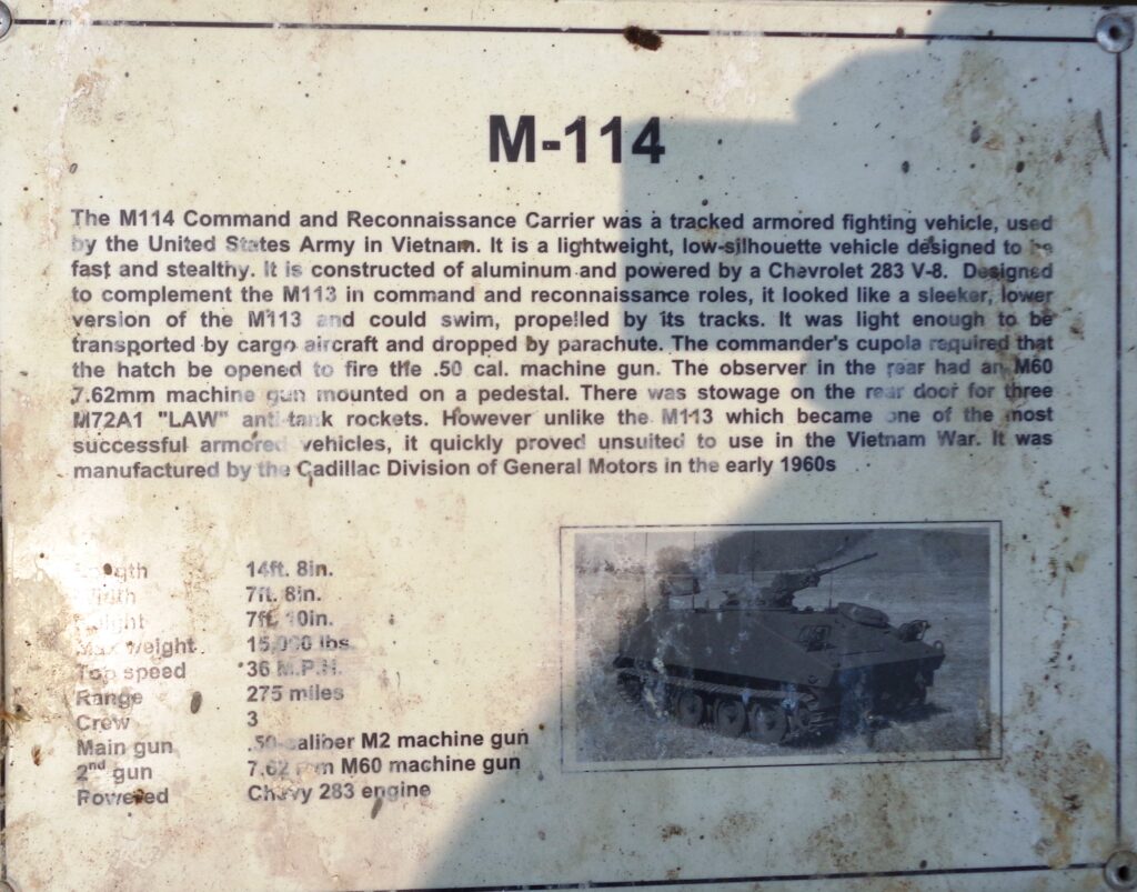 M-114 COMMAND AND RECONNAISSANCE CARRIER MEMORIAL PLAQUE
