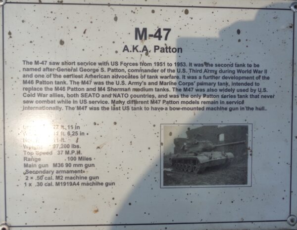 M-47 A.K.A. PATTON MEMORIAL PLAQUE