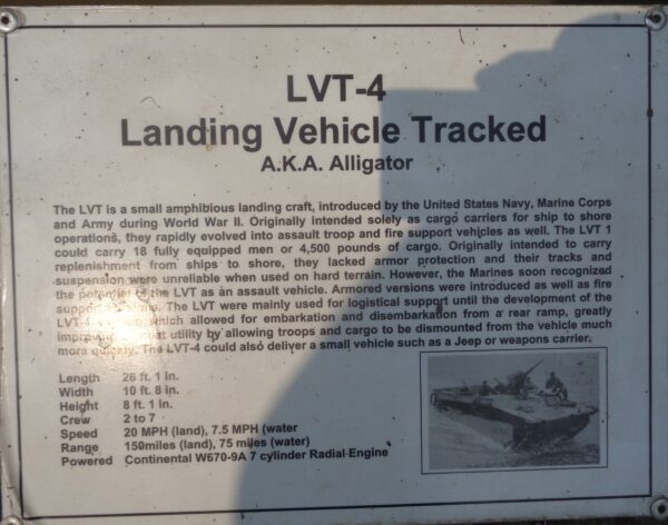 LVT-4 LANDING VEHICLE TRACKED MEMORIAL PLAQUE