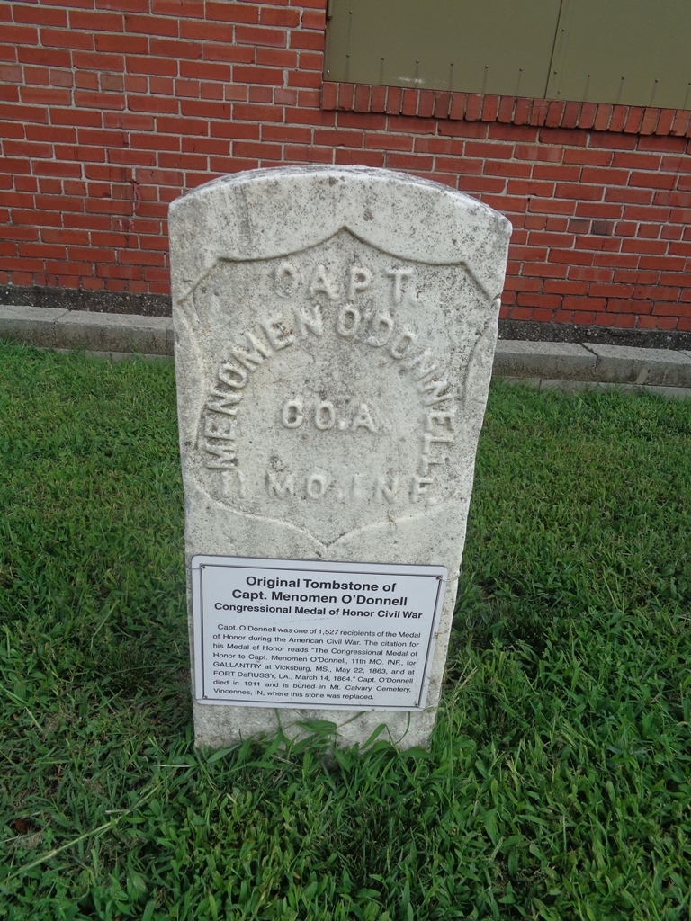 ORIGINAL TOMBSTONE OF CAPT. MENOMEN O’DONNELL MEDAL OF HONOR MEMORIAL