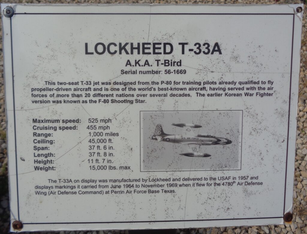 LOCKHEED T-33A A.K.A. T-BIRD MEMORIAL PLAQUE
