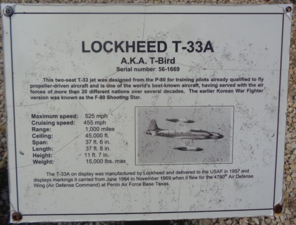 LOCKHEED T-33A A.K.A. T-BIRD MEMORIAL PLAQUE