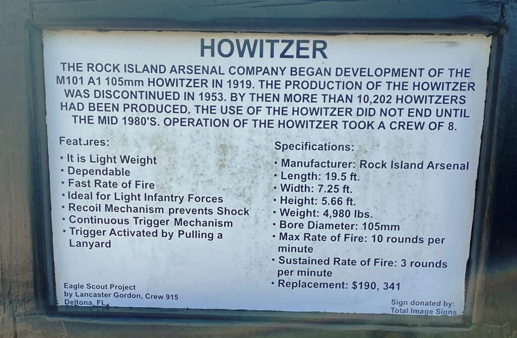 HOWITZER M101 A1 105MM MEMORIAL PLAQUE