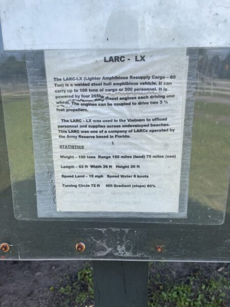 LARC-LX AMPHIBIOUS VEHICLE MILITARY MEMORIAL PLAQUE