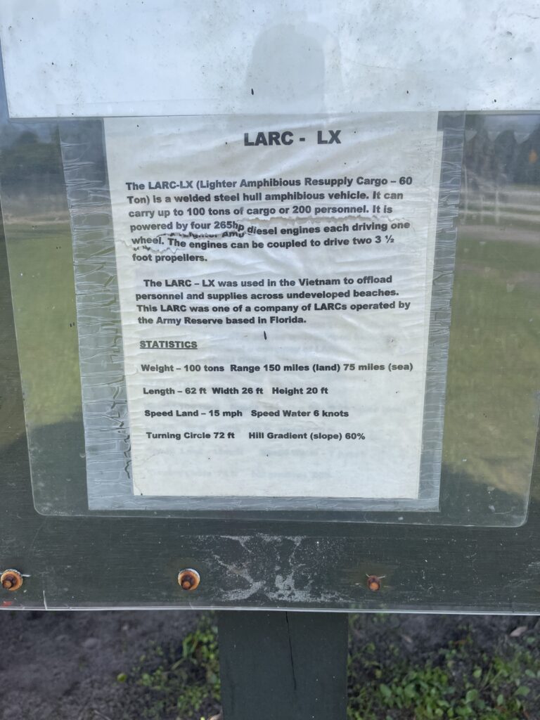 LARC-LX AMPHIBIOUS VEHICLE MILITARY MEMORIAL PLAQUE