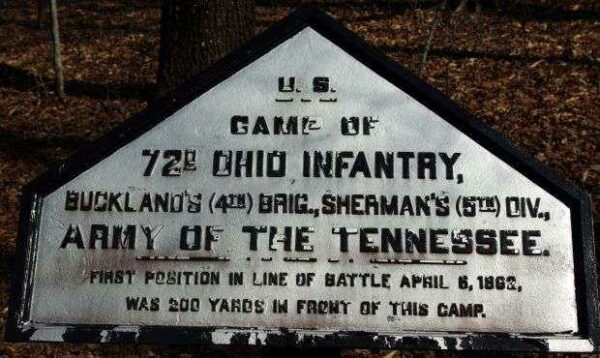 CAMP OF 72D OHIO INFANTRY MEMORIAL PLAQUE