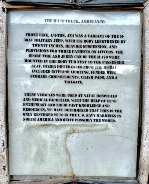 THE M-170 TRUCK, AMBULANCE MILIATARY VEHICLE MEMORIAL PLAQUE