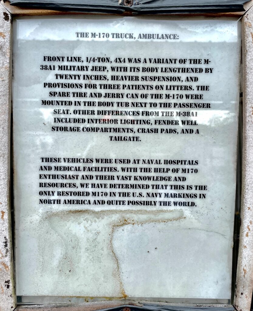 THE M-170 TRUCK, AMBULANCE MILIATARY VEHICLE MEMORIAL PLAQUE
