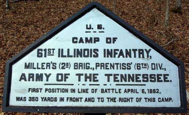 CAMP OF 61ST ILLINOIS INFANTRY MEMORIAL PLAQUE
