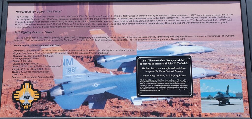 NEW MEXICO AIR GUARD “THE TACOS” MEMORIAL PLAQUE