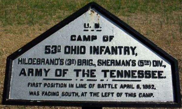 CAMP OF 53D OHIO INFANTRY MEMORIAL PLAQUE
