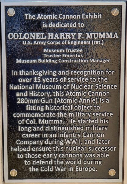 280 MM ATOMIC CANNON MEMORIAL PLAQUE B