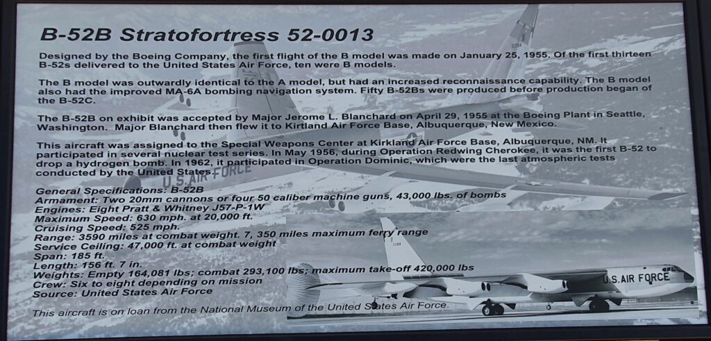 B-52B STRATOFORTRESS 52-0013 MEMORIAL PLAQUE